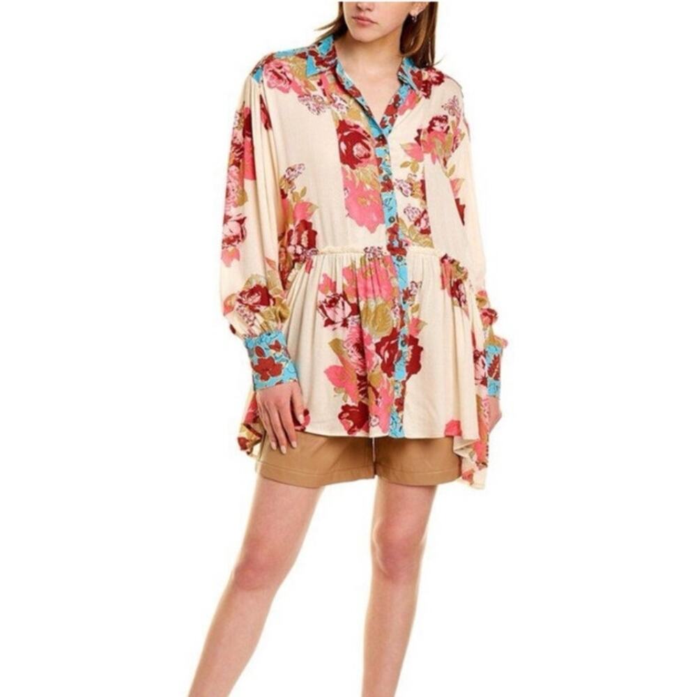 Anthropologie Sunday Up Shirt Dress Small Floral Boho Spring Easter Preppy